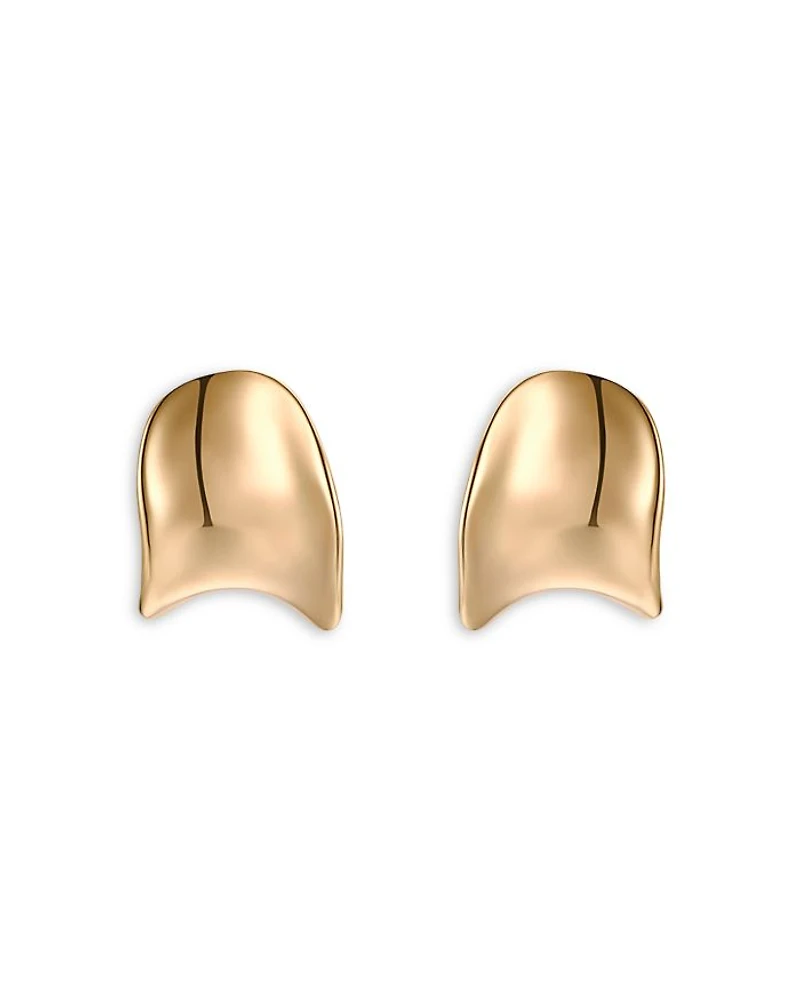 Curved Stud Earrings in 18K Gold Plated or Rhodium Plated