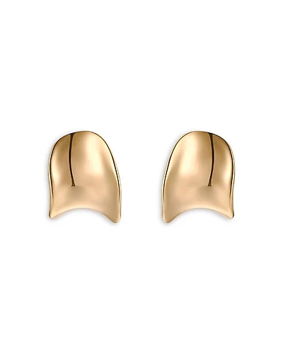 Curved Stud Earrings in 18K Gold Plated or Rhodium Plated