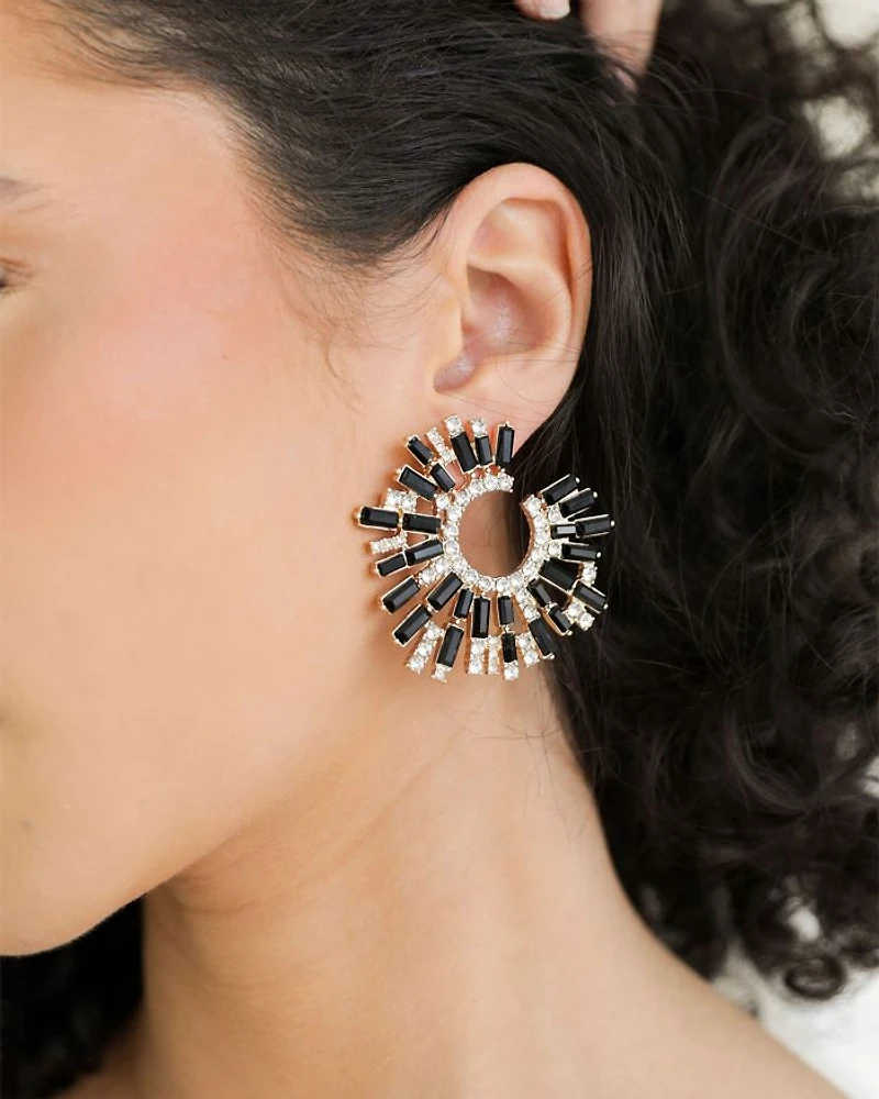 Opulent Stardust Open Circle Earrings in 18K Gold Plated