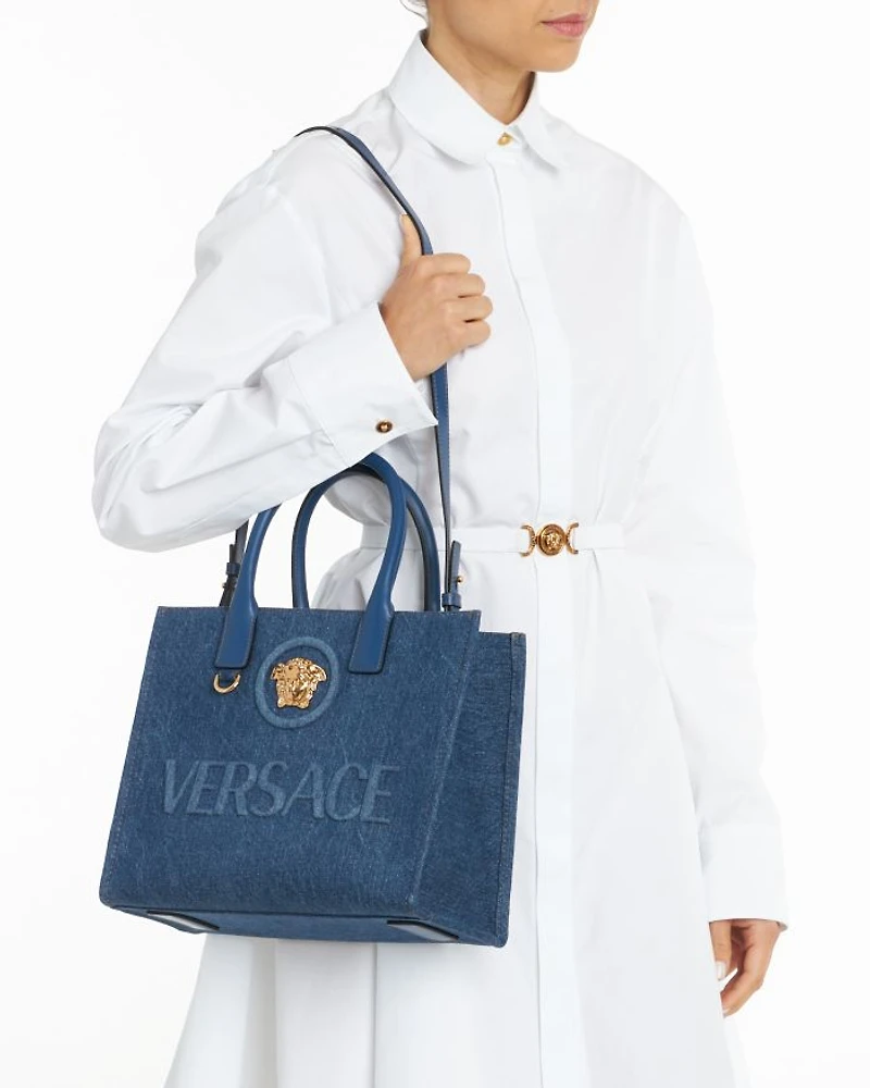La Medusa Small Denim Tote