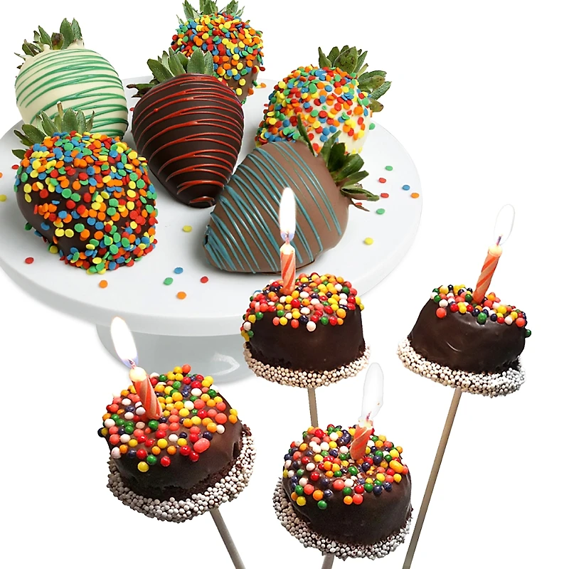 Chocolate Covered Company Premium Belgian Chocolate Covered Celebration Strawberries & Brownie Bites, 10 Piece
