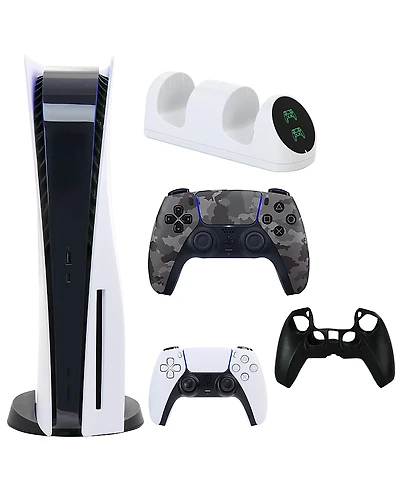 Sony PS5 Core with Extra Camo Dualsense Controller, Dual Charging Dock and Silicone Sleeve