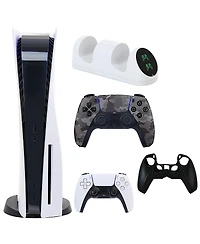 Sony PS5 Core with Extra Camo Dualsense Controller, Dual Charging Dock and Silicone Sleeve