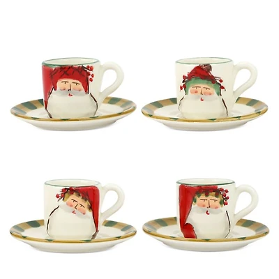 Old St. Nick Assorted Espresso Cups & Saucers, Set of 4