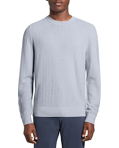 Theory Long Sleeve Crewneck Herringbone Knit Sweater