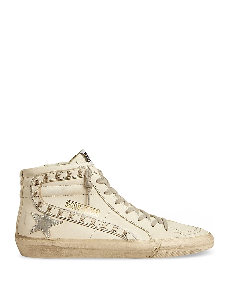 Golden Goose Women's Slide Studded Leather High Top Sneakers