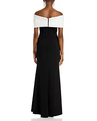 Scuba Crepe Off The Shoulder Corset Gown