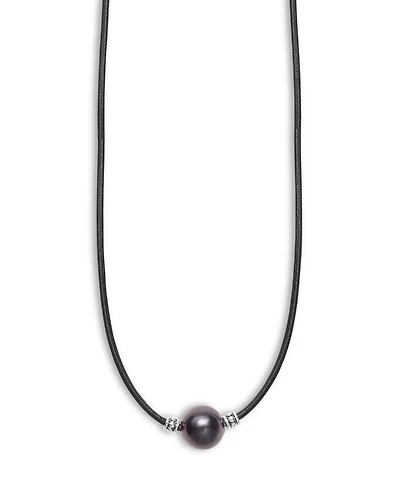 Men's Sterling Silver Anthem Black Tahitian Pearl Pendant Necklace, 20" - Exclusive