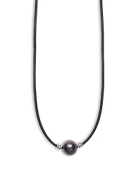Men's Sterling Silver Anthem Black Tahitian Pearl Pendant Necklace, 20" - Exclusive
