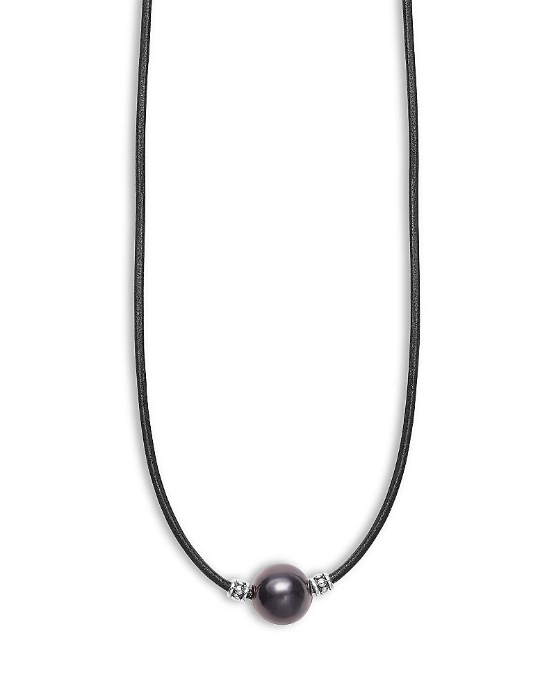 Lagos Men's Sterling Silver Anthem Black Tahitian Pearl Pendant Necklace, 20 - Exclusive