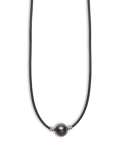 Lagos Men's Sterling Silver Anthem Black Tahitian Pearl Pendant Necklace, 20 - Exclusive