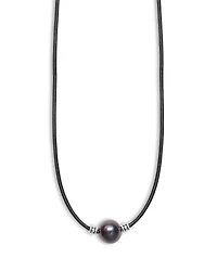 Lagos Men's Sterling Silver Anthem Black Tahitian Pearl Pendant Necklace, 20 - Exclusive