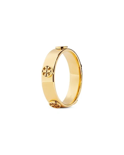 Miller Logo Studded Band Ring in 18K Gold Plated