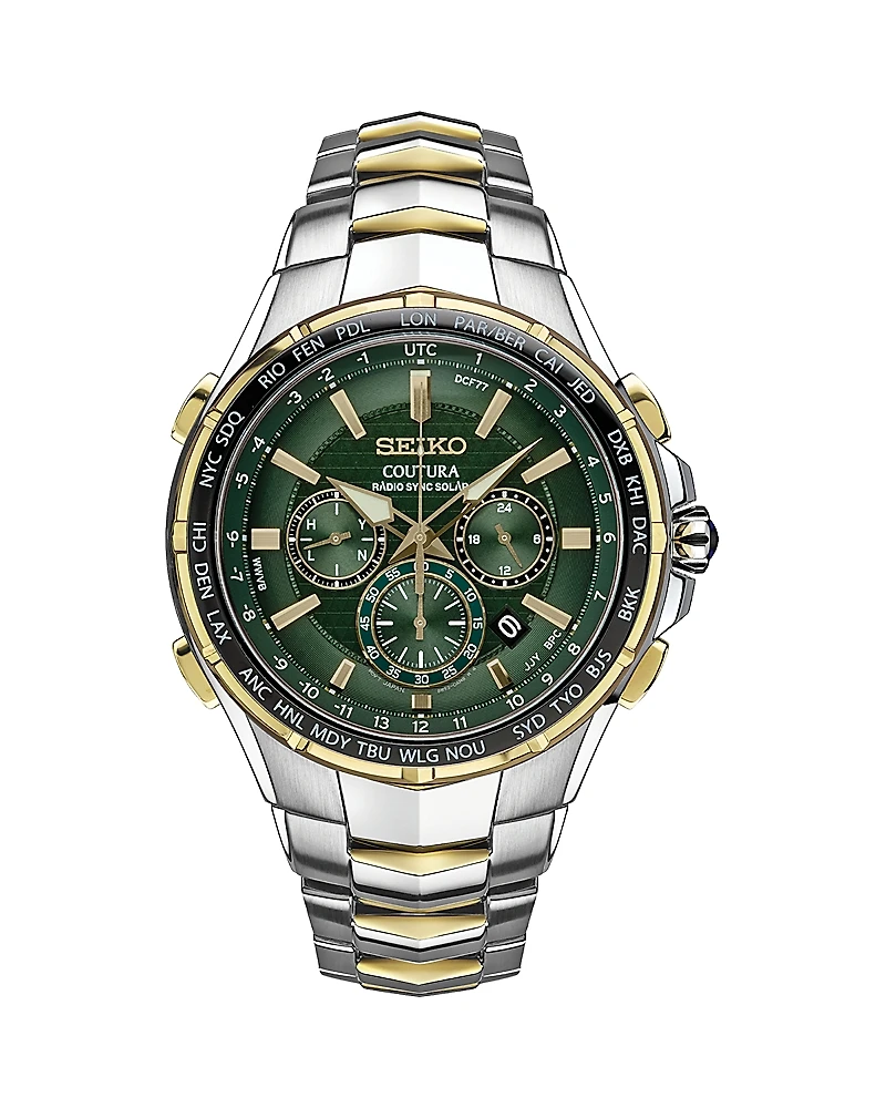 Seiko Watch Coutura Radio Sync Solar Chronograph, 46mm