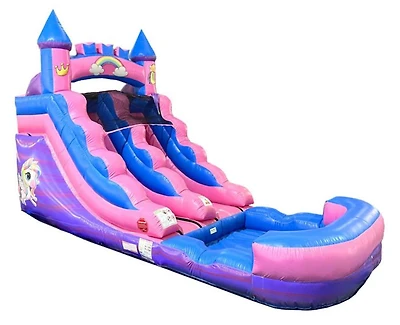 Inflatable Water Slide Without Blower Foot Backyard Inflatable Slide for Summer Fun - Slide with Water Pool for Kids