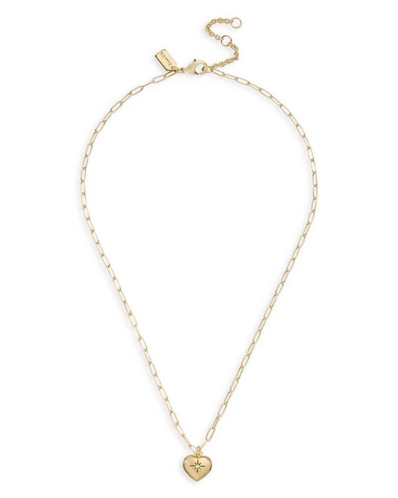 Pavé Iconic Heart Pendant Necklace in Gold Tone, 16"-18"