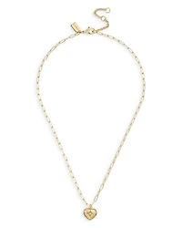 Pavé Iconic Heart Pendant Necklace in Gold Tone, 16"-18"