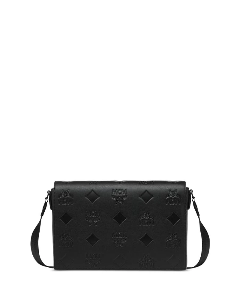 Klassik Small Maxi Monogram Embossed Leather Messenger Bag