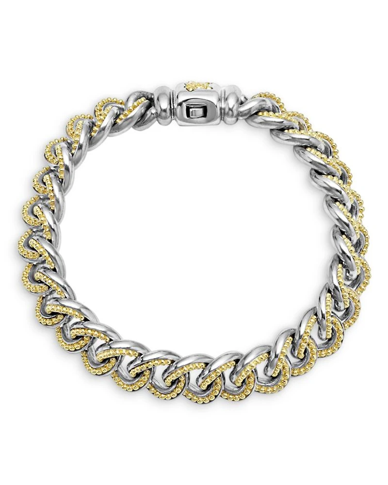 Men's 18K Yellow Gold & Sterling Silver Anthem Beaded Curb Link Bracelet - Exclusive