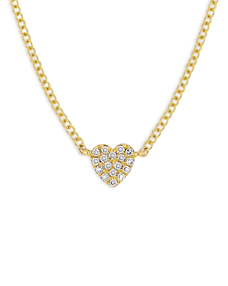 Ef Collection 14K Yellow Gold Diamond Baby Heart Necklace, 15.5