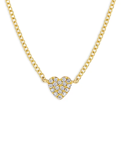 Ef Collection 14K Yellow Gold Diamond Baby Heart Necklace, 15.5