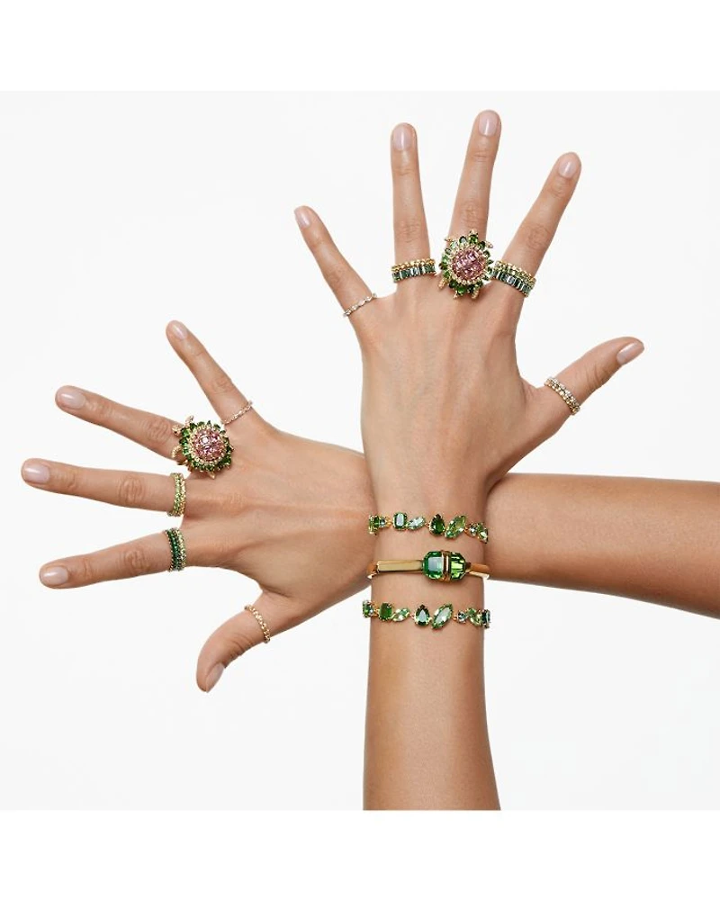 Matrix Yellow Crystal Stack Ring in Gold Tone