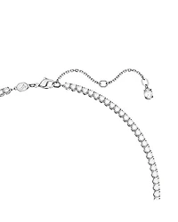 Matrix Clear & Pink Crystal Tennis Necklace in Rhodium Plated, 14.96"-17.72"
