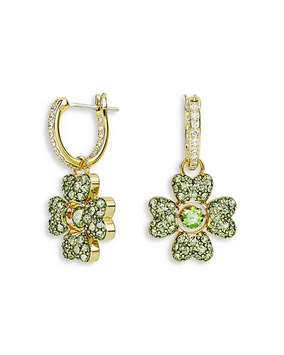 Idyllia Crystal Clover Dangle Hoop Earrings