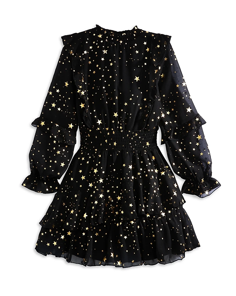 Aqua Girls' Metallic Stars Dress - Little Kid, Big Kid