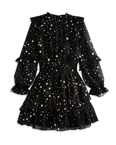 Aqua Girls' Metallic Stars Dress - Little Kid, Big Kid