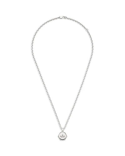 Sterling Silver Trademark925 Hexagon Pendant Necklace, 20-21.7"
