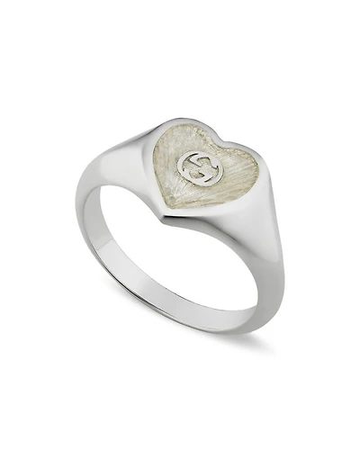 Sterling Silver Heart925 Interlocking G Ring Enamel Heart