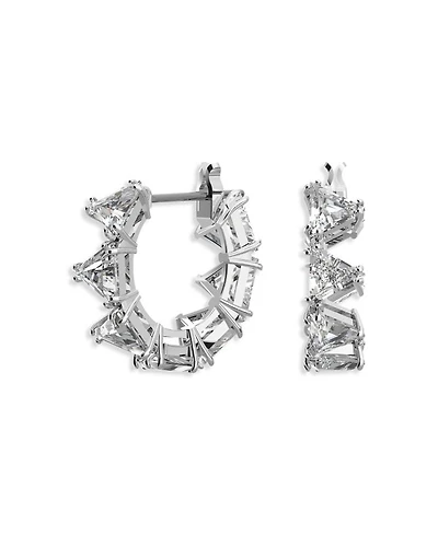 Matrix Triangle Cut Small Hoop Earrings in Rhodium Plated