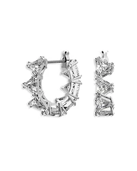 Matrix Triangle Cut Small Hoop Earrings in Rhodium Plated