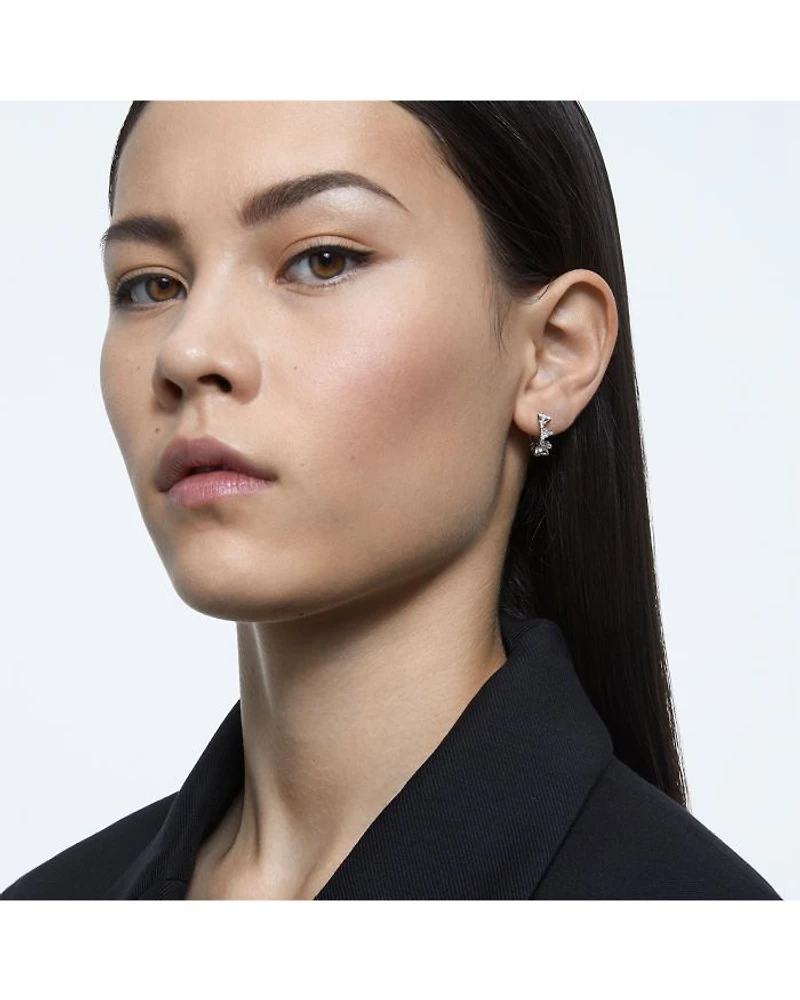 Matrix Triangle Cut Small Hoop Earrings in Rhodium Plated