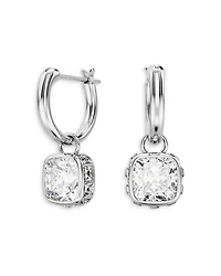 Chroma Square Dangle Hoop Earrings in Rhodium Plated