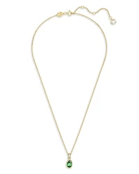 Chroma Green Pear Cut Pendant Necklace in Gold Tone, 15"-16.5"