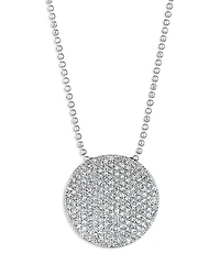 Phillips House 14K White Gold Affair Diamond Pave Large Disc Bead Chain Pendant Necklace, 16-18