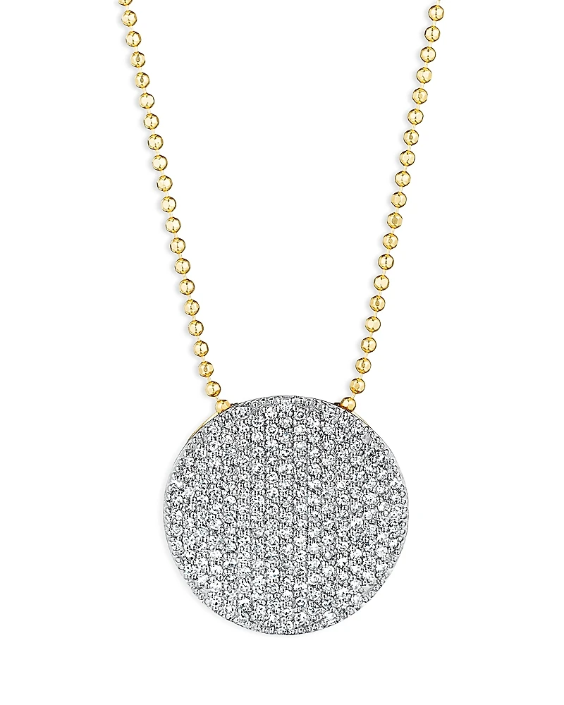 Phillips House Rhodium & 14K Gold Affair Diamond Disc Pendant Necklace, 16-18