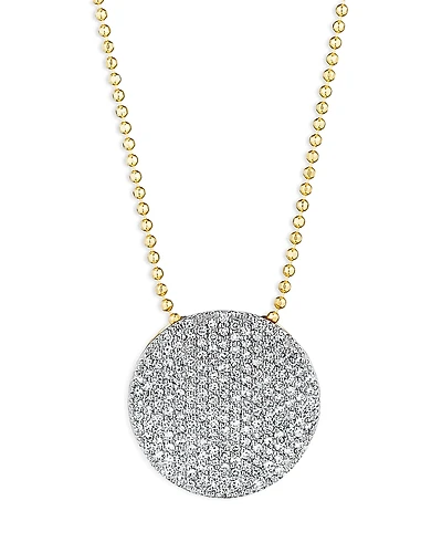 Phillips House Rhodium & 14K Gold Affair Diamond Disc Pendant Necklace, 16-18