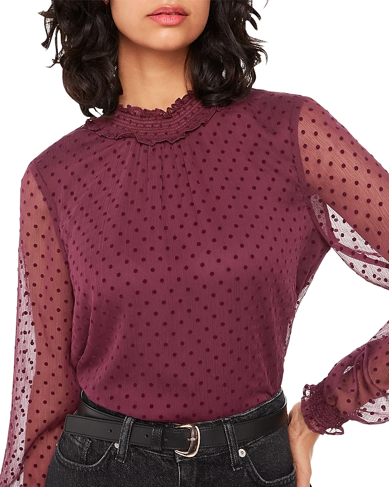 Whistles Dobby Velvet Shirred Top