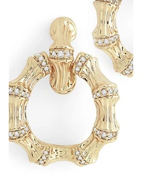 Sculpted Bamboo Double Hoop Earrings in 18K Gold Plated