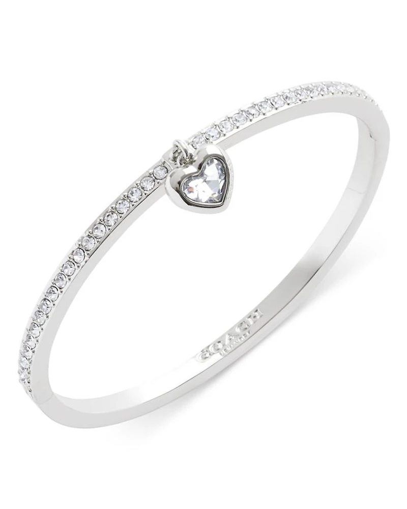 Stone Heart Charm Bangle Bracelet