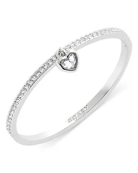 Stone Heart Charm Bangle Bracelet