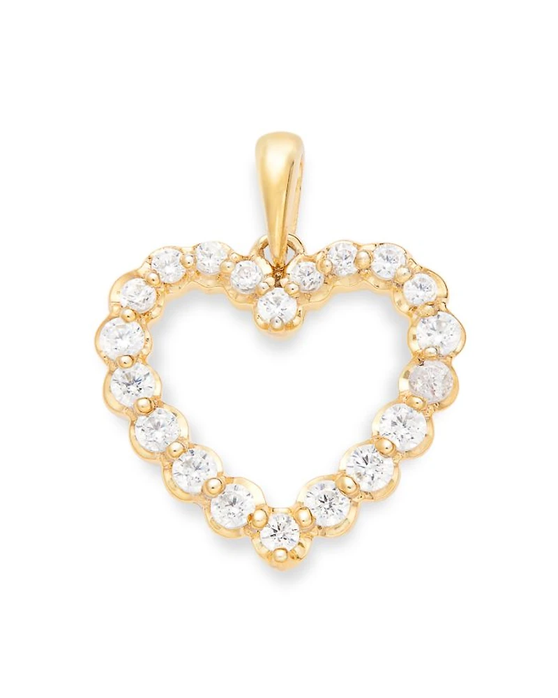 Diamond Classic Heart Pendant Necklace Collection 14K Gold, 0.25 tcw