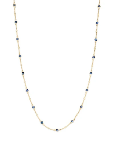 Precious Gemstone & Diamond Bezel Station Collar Necklace Collection 14K Yellow Gold, 16-18"