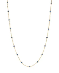 Precious Gemstone & Diamond Bezel Station Collar Necklace Collection 14K Yellow Gold, 16-18"