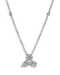 18K White Gold Mosaic Diamond Trio Cluster Pendant Necklace, 16"