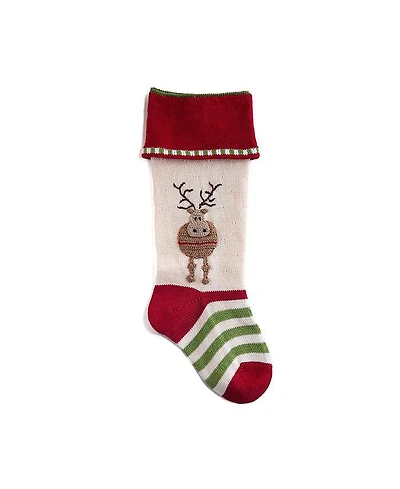 Knit Round Reindeer Stocking 18"