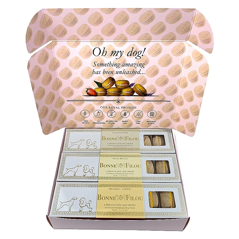 Bonne et Filou Rose Gift Pack of Dog Macarons, 18 Count